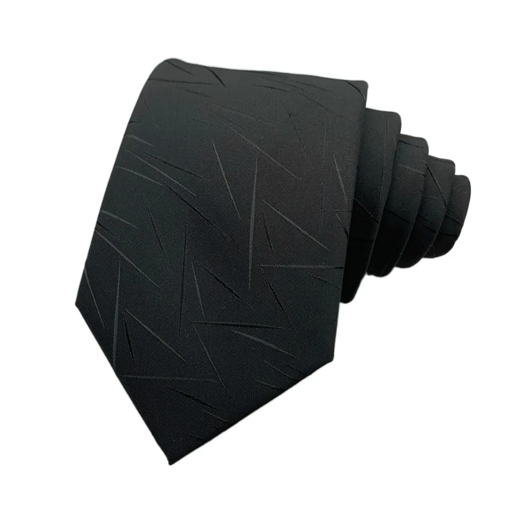 

Classic Solid Color Black Necktie Stripes Jacquard Men Necktie Adjustable Hand Tied Retro Cravat Boys