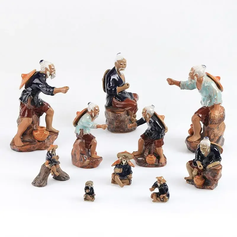 1개 요정 정원 홈 장식 세라믹 어부 보트 피규어 수족관 어항 풍경 분재 장식품