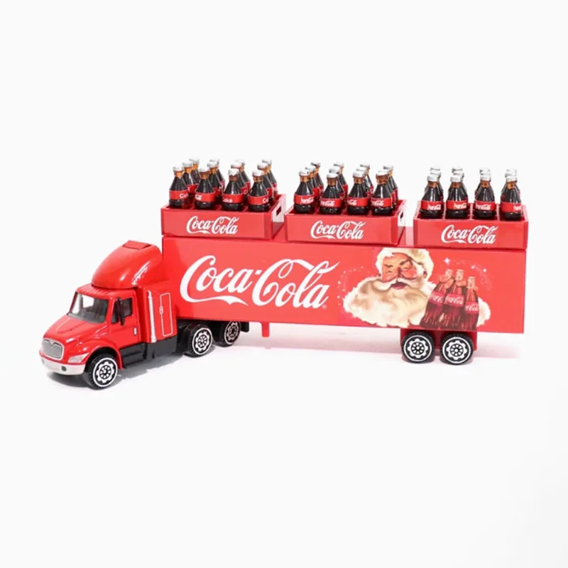 Modèle réduit de camion Peterbilt Santa/Beverage Truck, échelle 1/87e, moulé sous pression, conteneur de transport, voiture, jouet pour enfant, décoration, cadeau de Noël