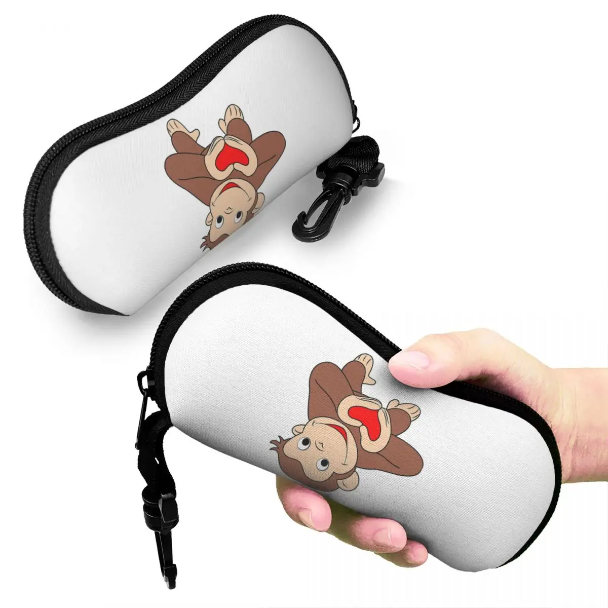 

Curious George Is All Heart Shell Glasses Case Protector Sunglasses Box Women Men Soft Eyeglass Bag Pouch