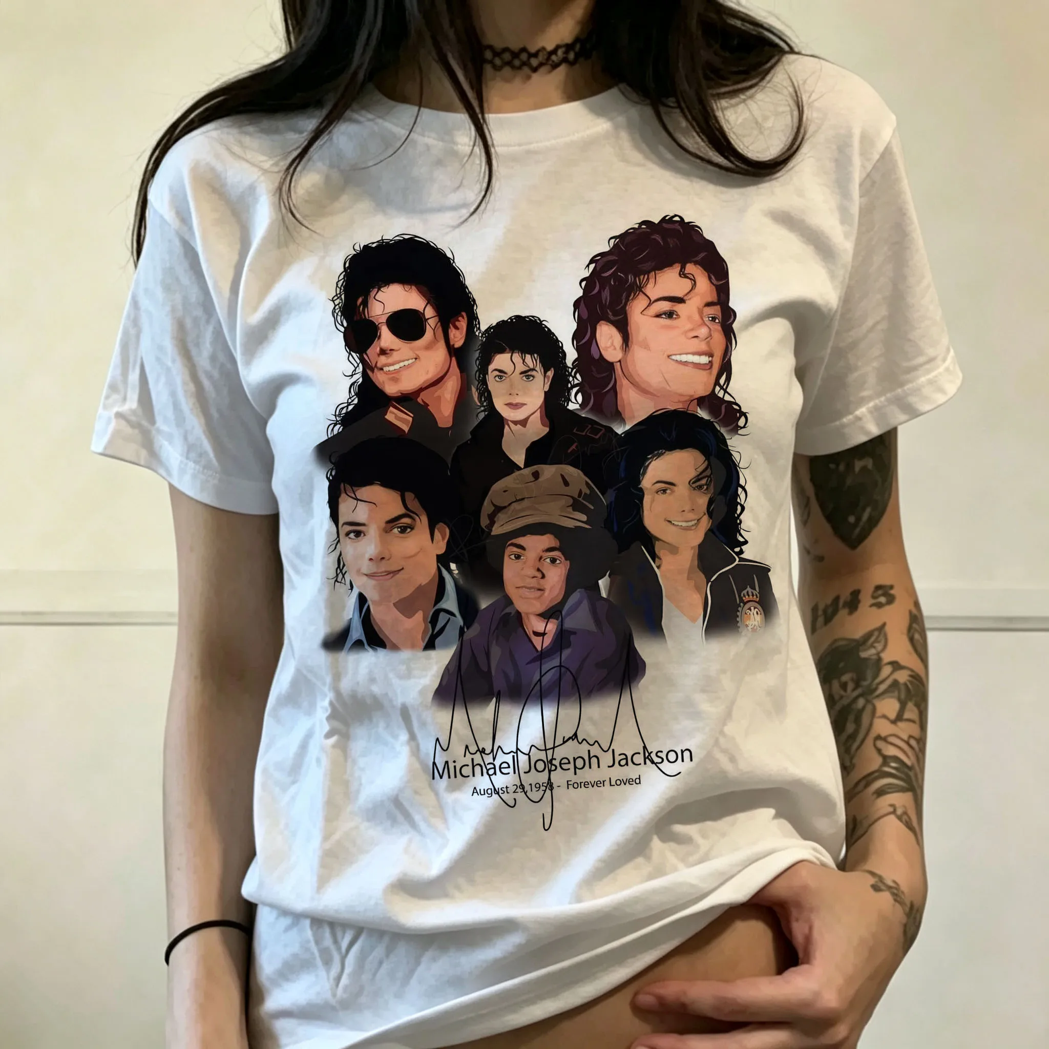 Michael Jackson Modern Redesign T-shirt Men and Women Summer Cotton Y2K Clothing Fashion Round Neck Short Sleeved Tee Fan Gifts