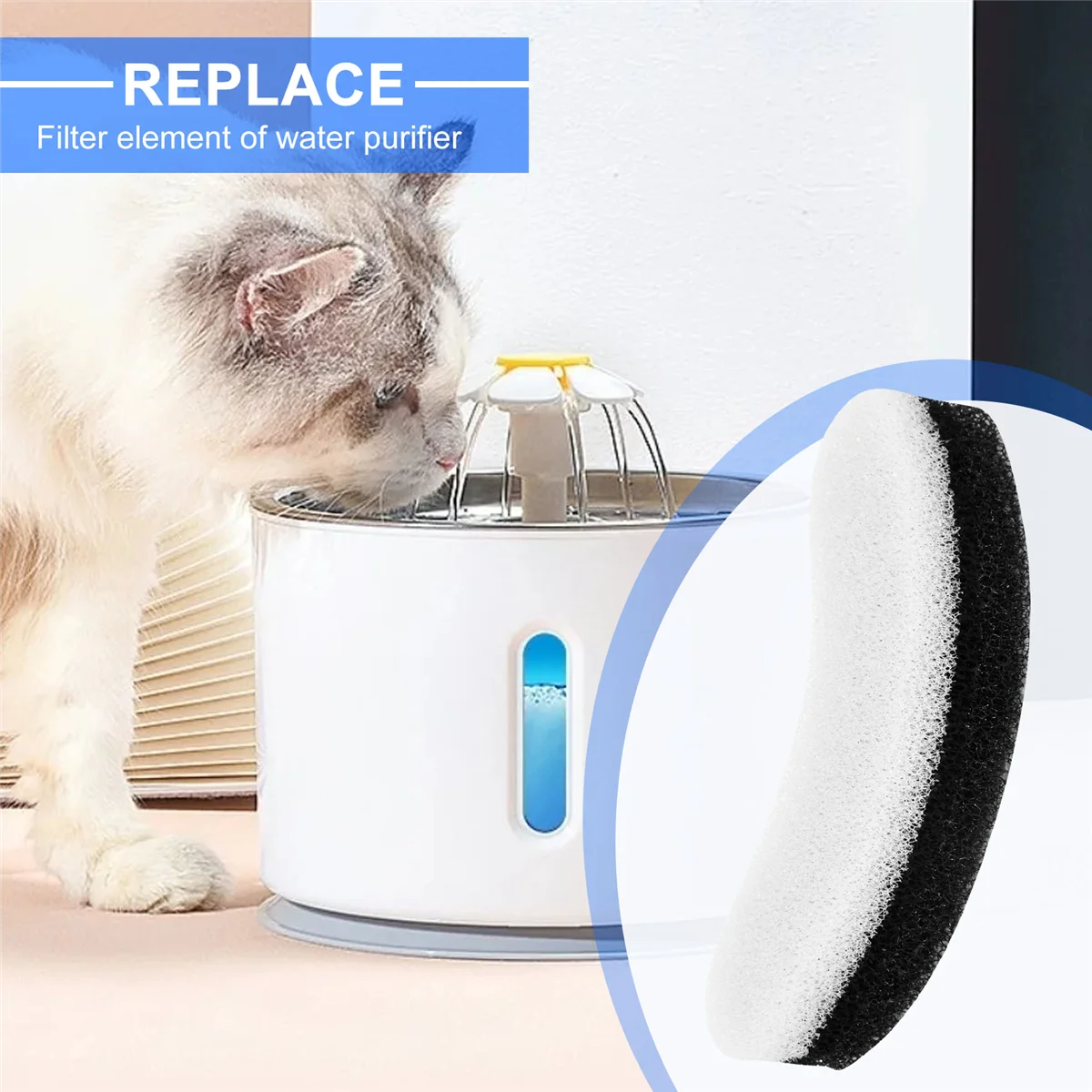 New User~8Pcs Pet Water Fountain Filters Cat Water Fountain Sponge Filter Replacement for WF050 Cat Fountain