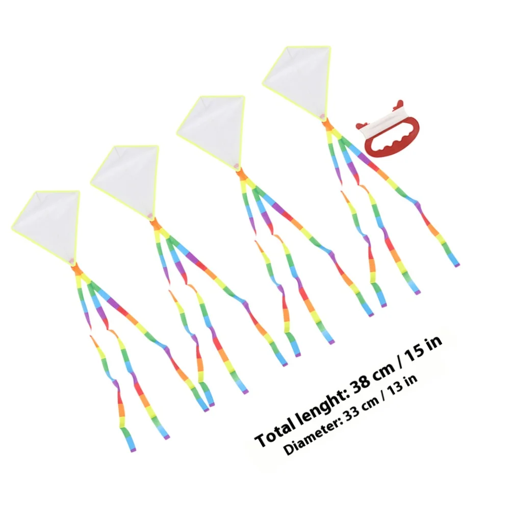 4 Peças de Material de Tecido para Pipas DIY para Crianças, Pipas em Branco para Pintura Interativa, Acessório de Artesanato para Voo ao Ar Livre, Acessório Infantil