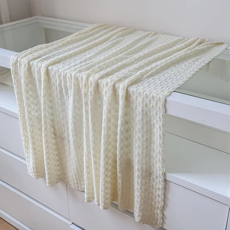 Silk Cotton Knitted Baby Blankets Newborn Ivory White Swaddle Blanket Baby Bedding Cover Hollow Infant Stroller Kids Accessories