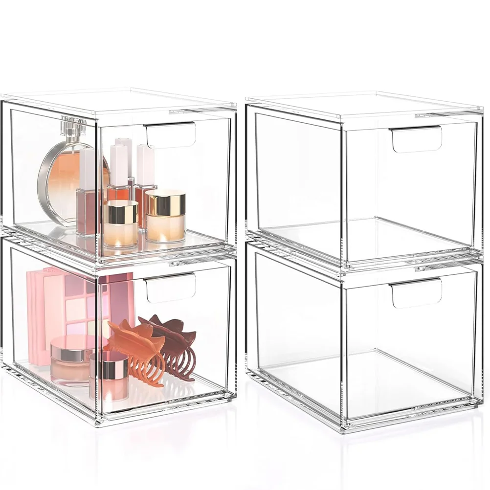 Transparent Storage Box Bathroom Organizer Drawer Organizers Small for Makeup Vanity Table Plastic Boxes Bins