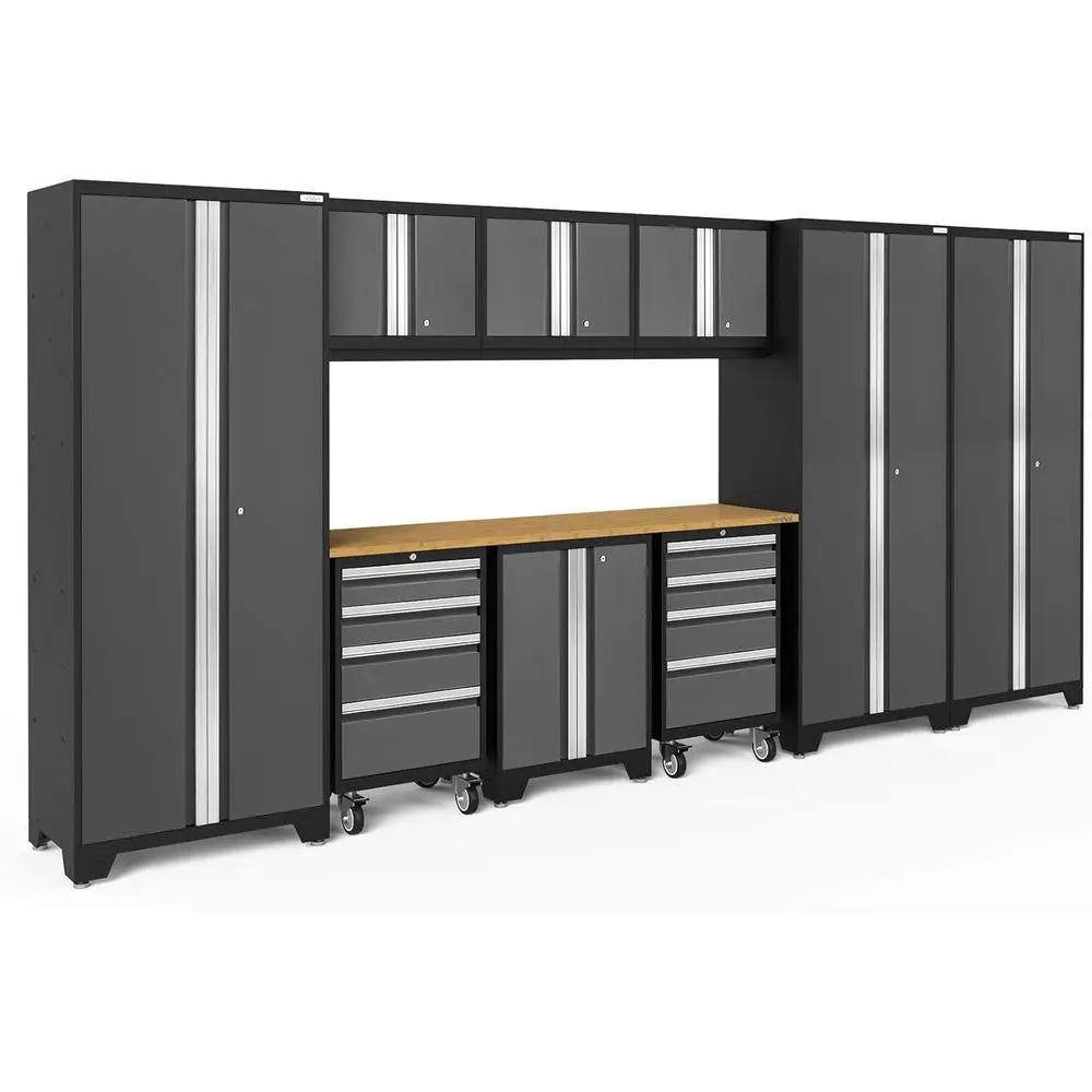 

Gray 10-Piece Garage Cabinet Set with Bold Style