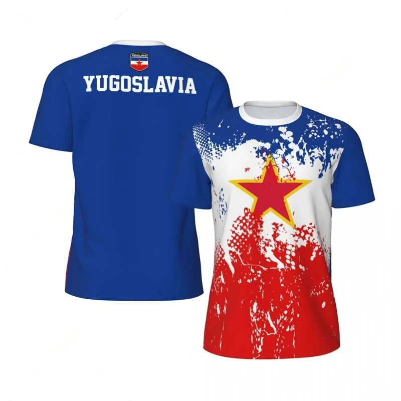 Yugoslavia Flag 3D Printed Jersey Summer Fashion Short Sleeve Casual Mens Sports T Shirt Quick Dry Breathable Football T-shirts