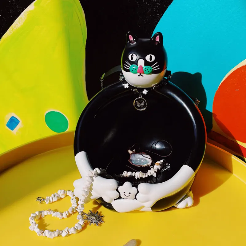 Cute black cat storage ornament,entrance key/desktop miscellaneous storage box,living room snacks/jewelry storage ornament gifts