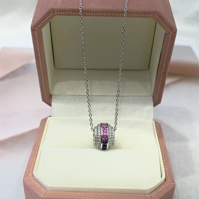 

KEEP YES 2*2mm Princess Cut Sythemtic Lab Grown Gemstones Pendant Necklace for Women 925 Sterling Silver 18K Gold Plated Jewelry