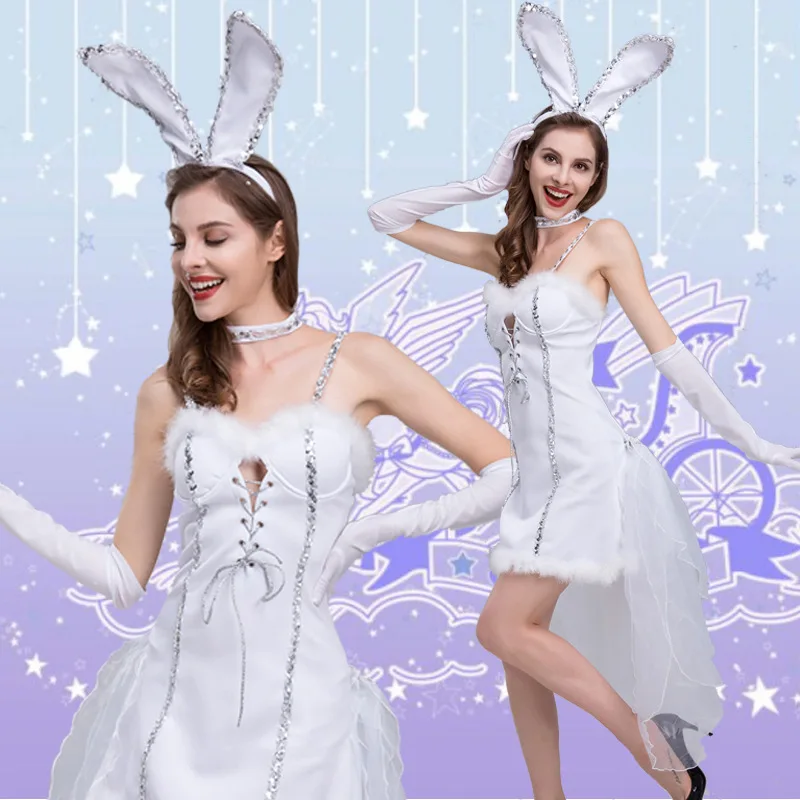 مثير أرنب فتاة زي أداء الهالوين الزي بار DS ملهى ليلي DJ فام المغني الرصاص ملابس الرقص المرحلة العرقية النساء...