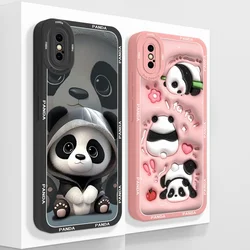 For iPhone X XR XS Max Case Cute Panda High Quality Liquid Silicone Soft Phone Cases For iPhoneX iPhoneXR iPhoneXS Back Covers