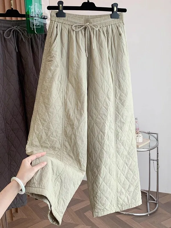 

Женские хлопковые брюки на зиму, утепленные, с высокой талией, прямые, широкие, укороченные, модные, для повседневной носки