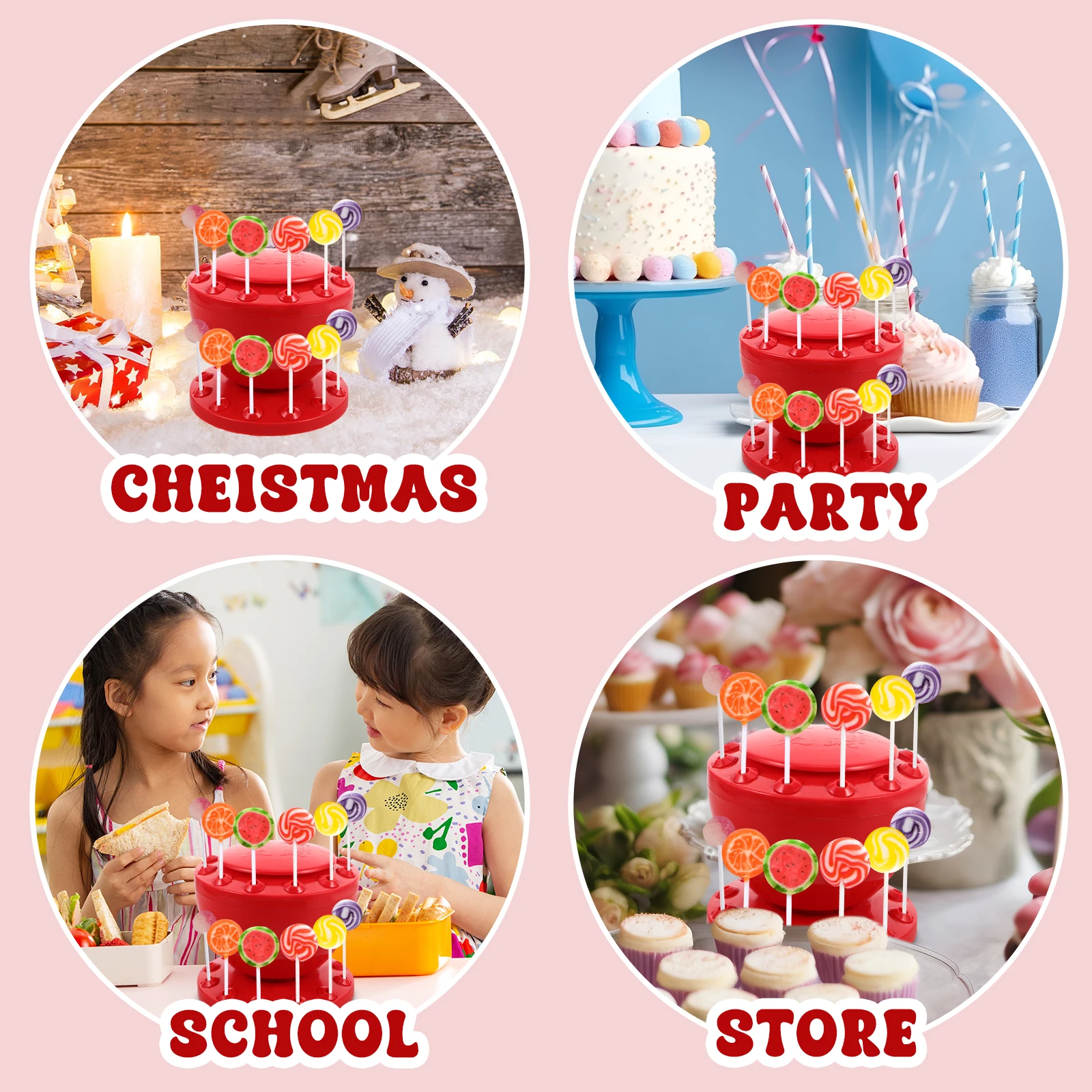 

Large Capacity Design Lollipop Stand for Wedding Cakepops Drying Display Rack Porous Tower Kids Decorative Festive