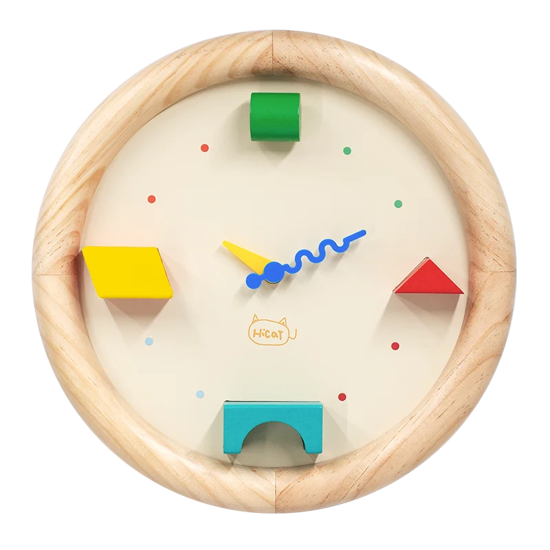Modular Blocks Wall Clock Playful Bedroom Timepiece Modern Children's Room Decoration Clock with Geometric Design Display Clocks