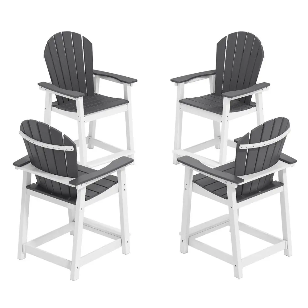 

Tall Modern Adirondack Chairs Set of 4, All Weather HDPE Bar Height Adirondack Stools Widened Durable Design for Porch Patio Ya