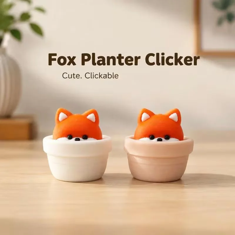 1 Niedliche Fuchs-Pflanzendekoration, die gedrückt werden kann, geeignet für Zuhause, Büro, Schreibtisch - Fuchsfigur aus Kunststoff – Detail 6