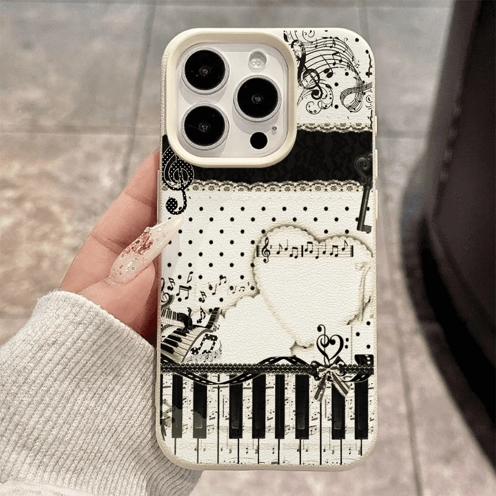 Klaviernoten-Spitzen-Handyhülle für iPhone 17 16 15 14 13 12 11 ProMax 16 15 14 Plus 17 16 15 14 13 12 Pro 17Air Silikon-Matt-Cover – Detail 2