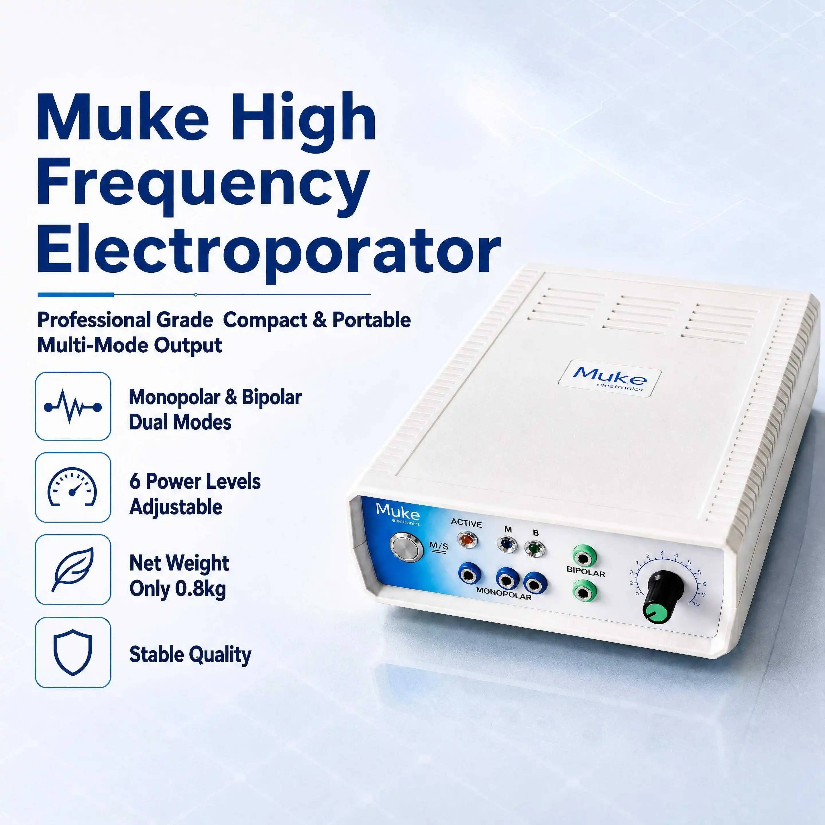 Compact Portable Monopolar Bipolar 50W High‑Frequency Beauty Ion Main Unit, Hand Foot Pedal Control Professional Aesthetic Salon