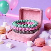 3pcs Fashionable Natural Stone Stackable Bracelet Set, Multi-color Bead Bracelet, Perfect for Daily Styling and Birthday Gifts