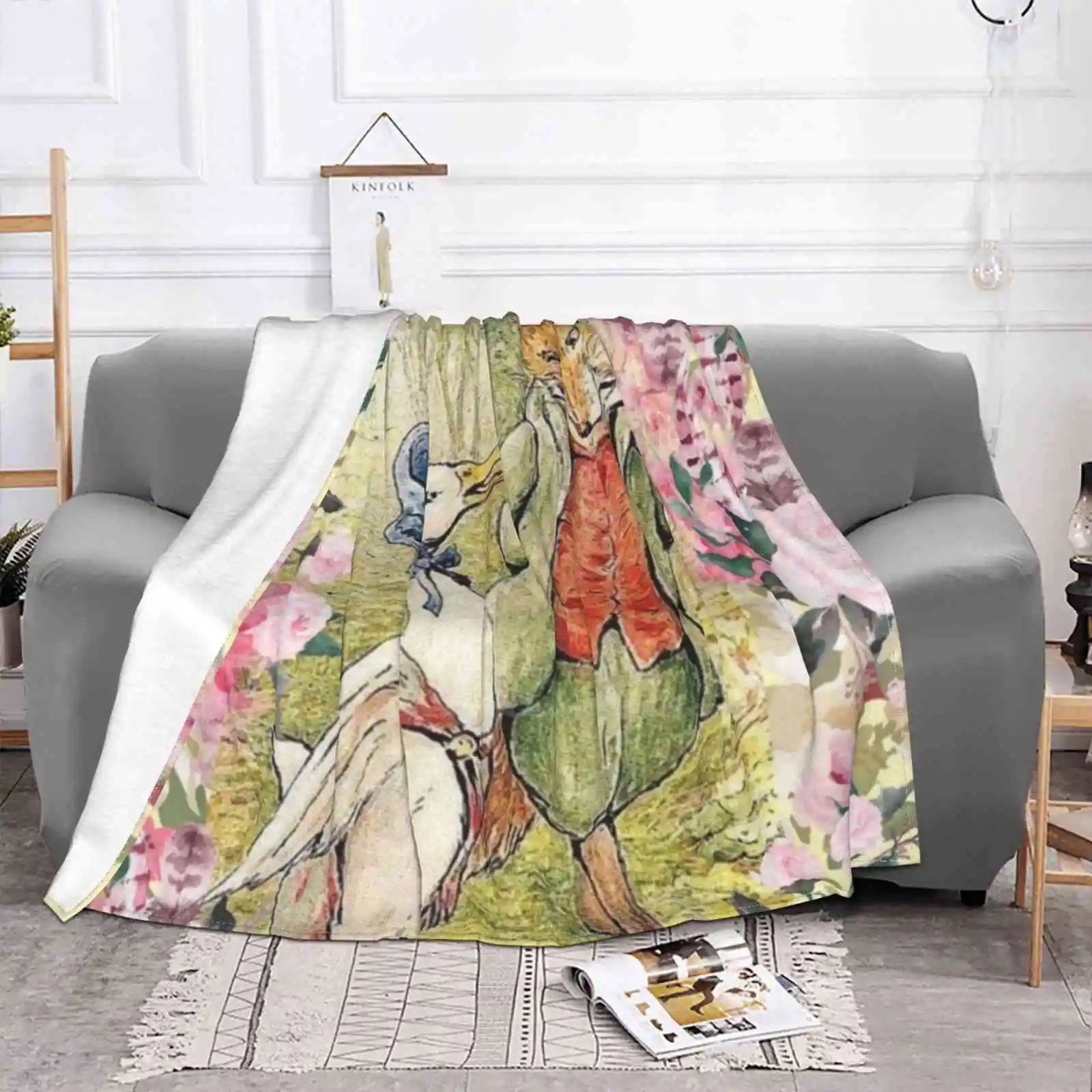 Jemima Puddle-Duck-Floral Four Seasons Comfortable Warm Soft Throw Blanket Jemima Puddle Duck Floral Lake District English