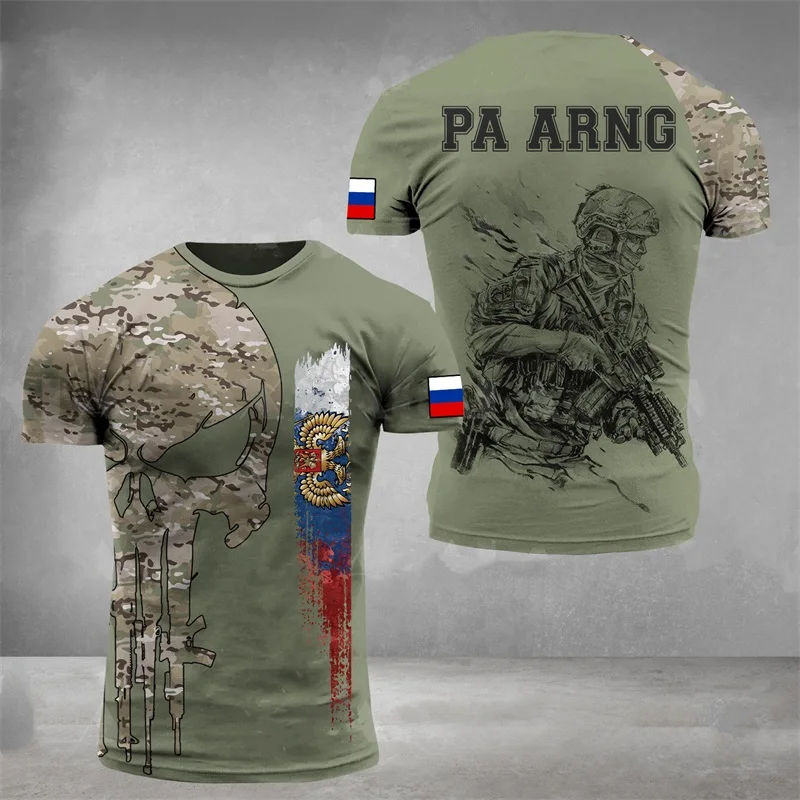 Men Quick Dry Commando T Shirt Russia Forest Camouflage T-shirts 3D Printed Short Sleeve Tactical Tee Breathable Tops Clothing