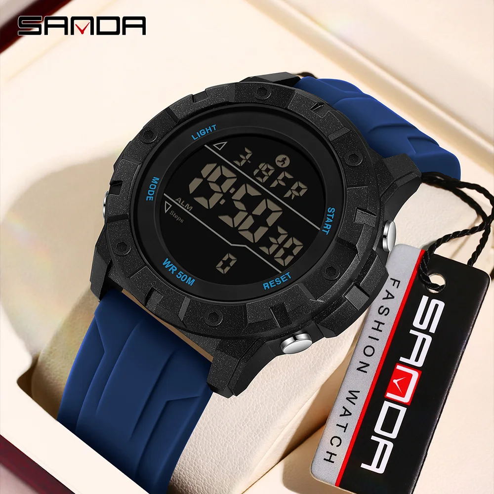 SANDA Top Brand 2193 Men's Electronic Watch Sport Multi functional Heat Timer Waterproof LED Fashion Men's Electronic Watch