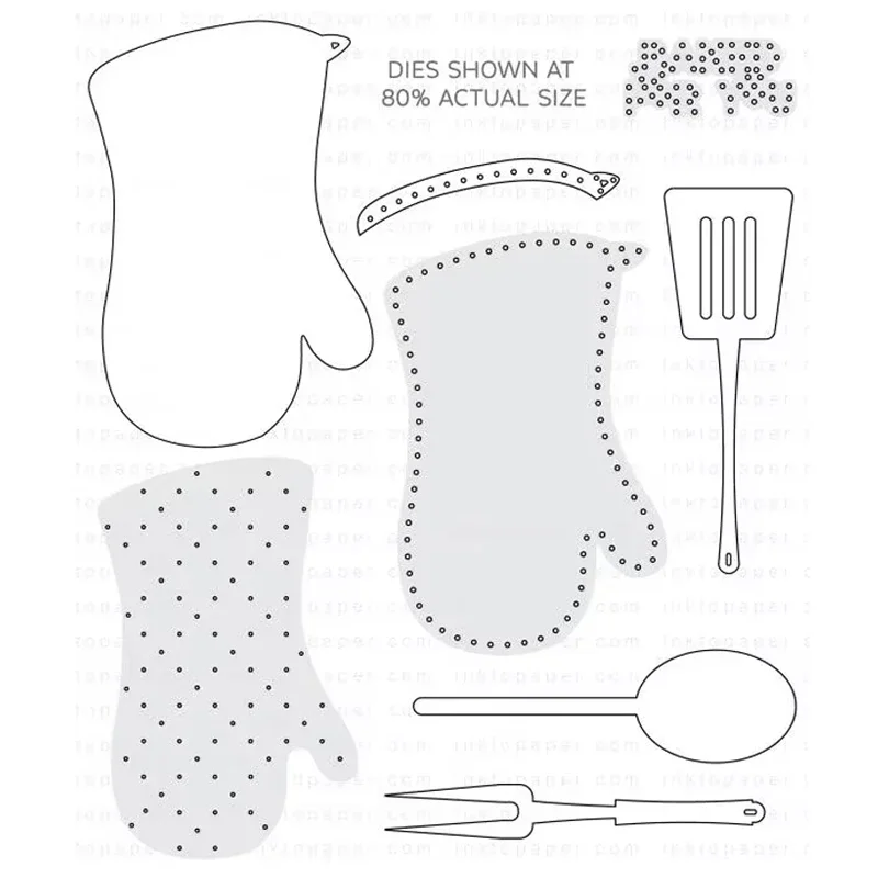 Oven Mitt Drinkware Spoon Fork Barbecue Shovel Metal Cutting Dies DIY Scrapbooking Paper Photo Album Crafts Mould Punch Stencils