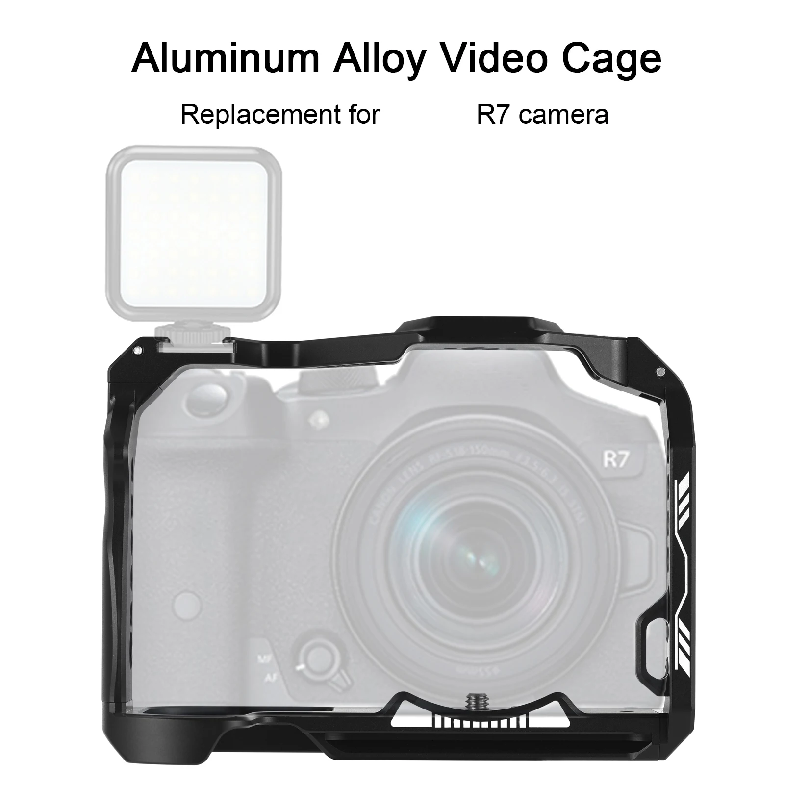 Camera Cage Aluminum Alloy Video Cage with Cold Shoe Mount Numerous 1/4 Inch Threads Replacement for R7 Camera