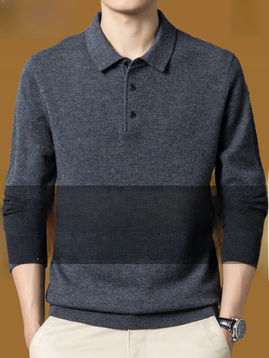 

Loose Fit Woolen Long Sve T-irt for Middle-Aged Men Autumn Thin Knitted Base irt Modern Sle Casual Wear