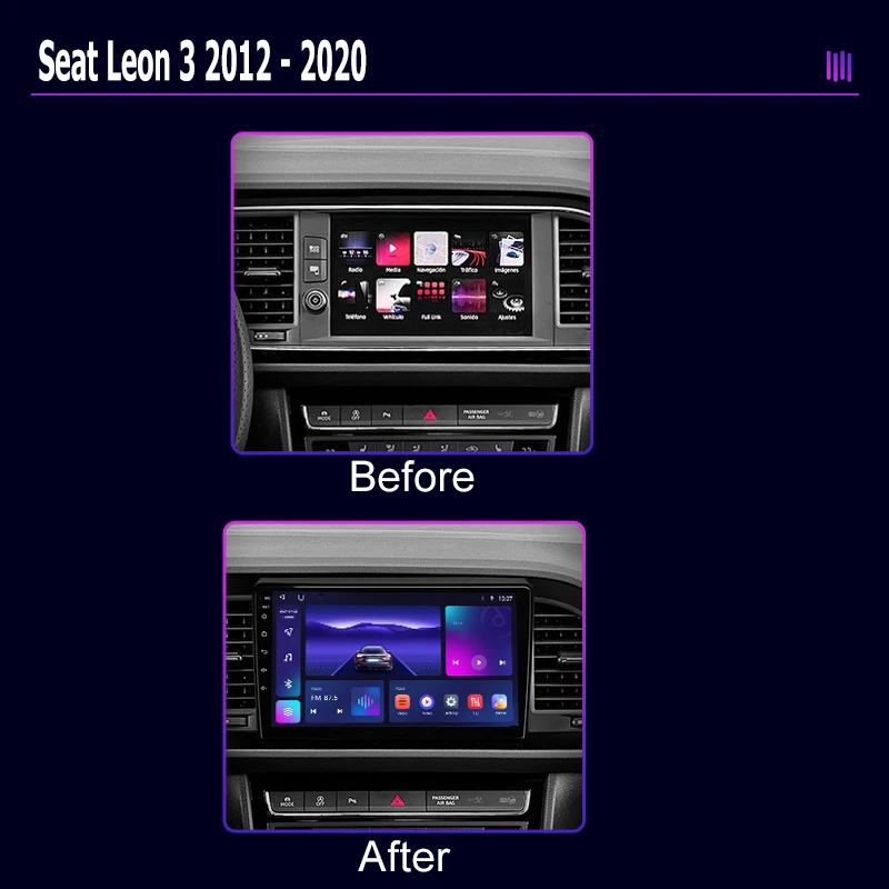 roadivox Android Car Radio for Seat Leon 3 2012 - 2020 GPS Navigation Video Stereo Screen Multimedia Player Recorder Carplay
