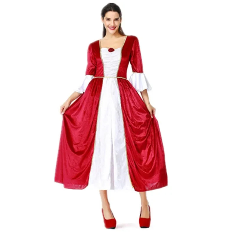 Renaissance Prinzessin Königin Robe Samt Vintage Kleid Kostüm Halloween Cosplay Vampir Maid Kleid Kleid