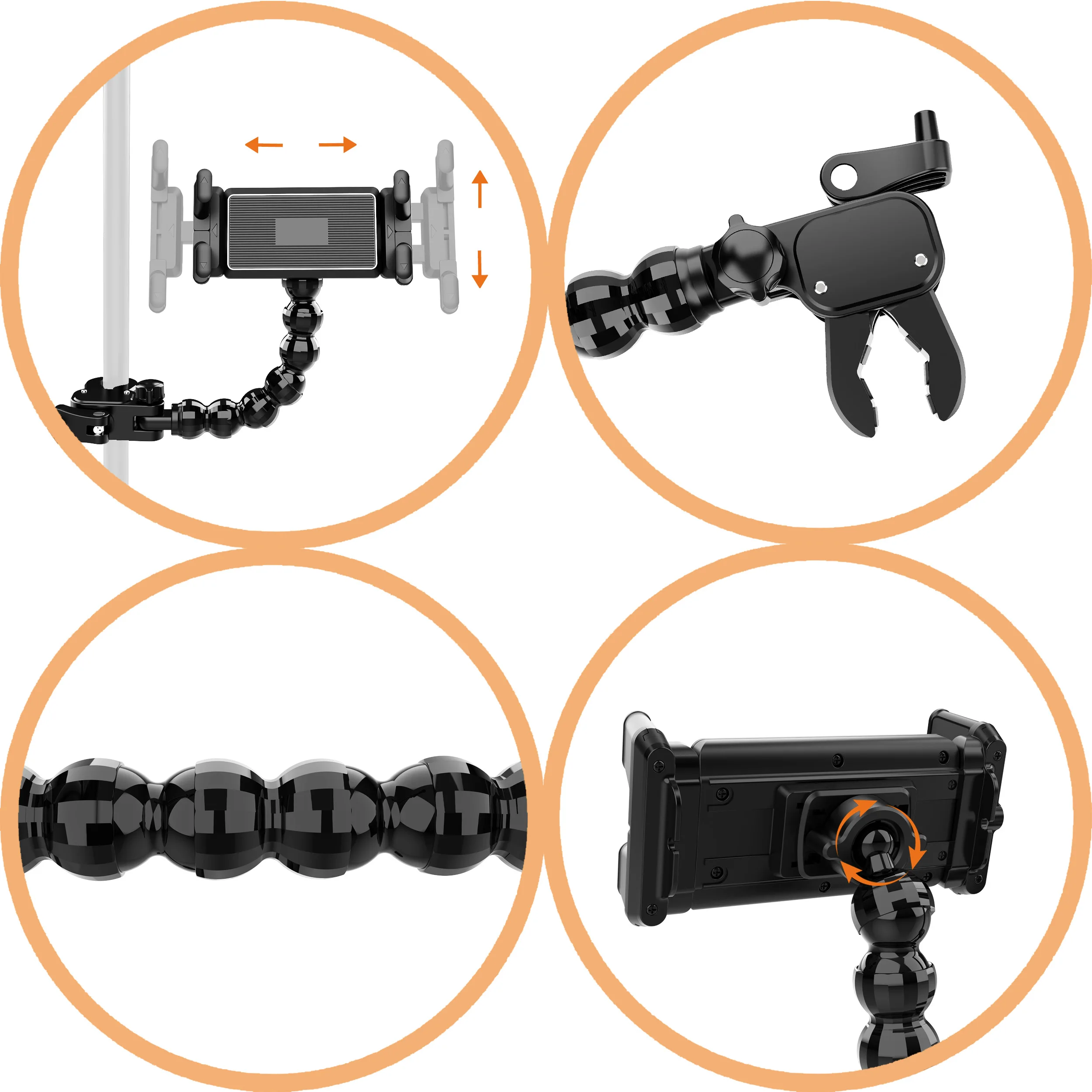 Microfone flexível, suporte de música e suporte para tablet, compatível com todos os tablets e smartphones de 4,7 a 15 polegadas