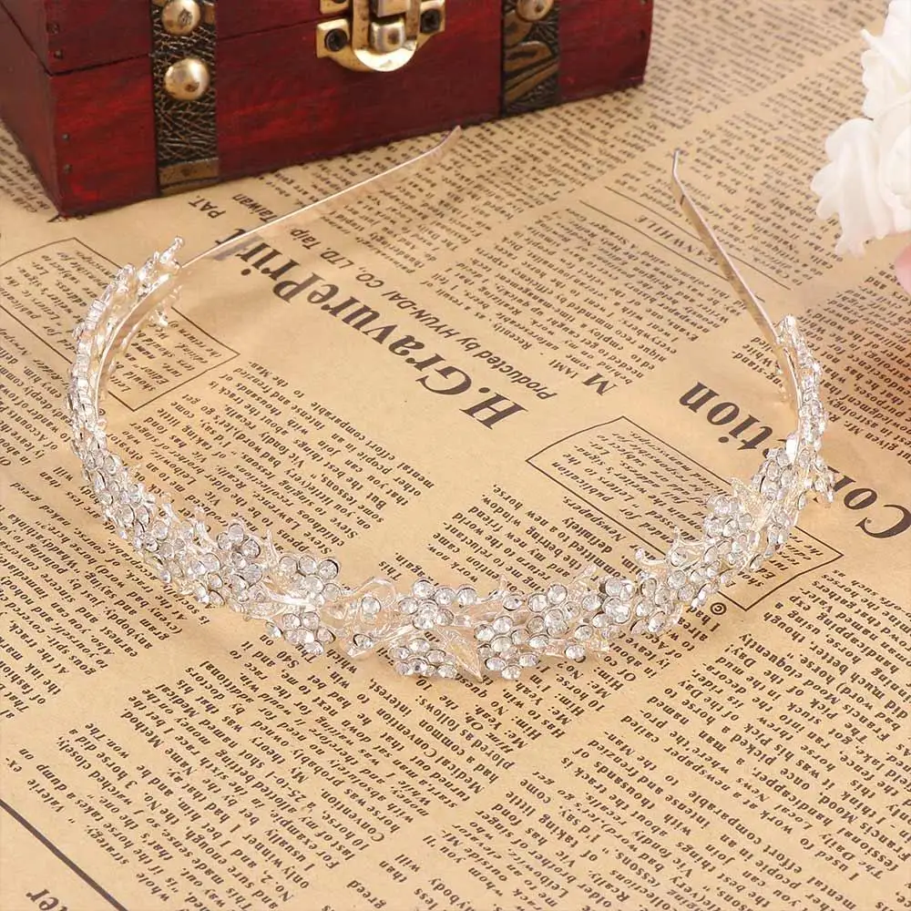 Women Fashion Bridal Rhinestone Wedding Leaf Girl's Tiara Hair Accessories Jewelry Headband