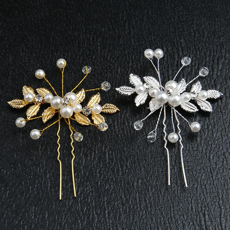 2023 Pearl Wedding Hair Pins Silver Leaves Bridal Hairpins Bridesmaid Hair Clips Gold Hair Accessories Hairwear Jewelry