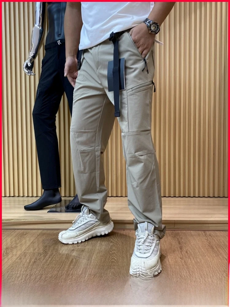 

Outdoor Soft ell Cargo Pants Men's Windproof Water Repellent Belted Waist Casual Trousers Spring Autumn Nylon Fabric