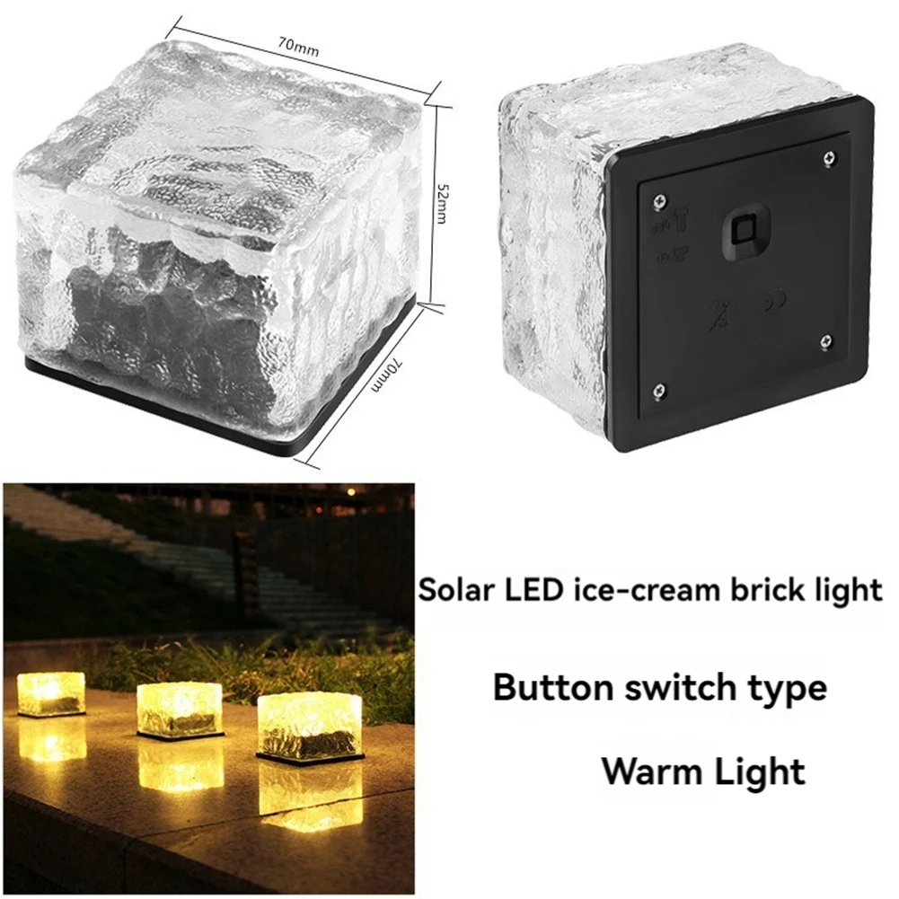 

WON 5 Pcs Solar Glass Brick Light Ice Cubes Lights LED Landscape Light For Christmas Outdoor Path Road Yard (Warm White)