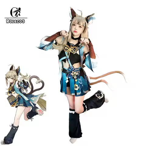 ROLECOS Kirara Cosplay Costume Game Genshin Impact Kirara Cat Style Uniform Costume Halloween Women Cosplay Costume Full Set
