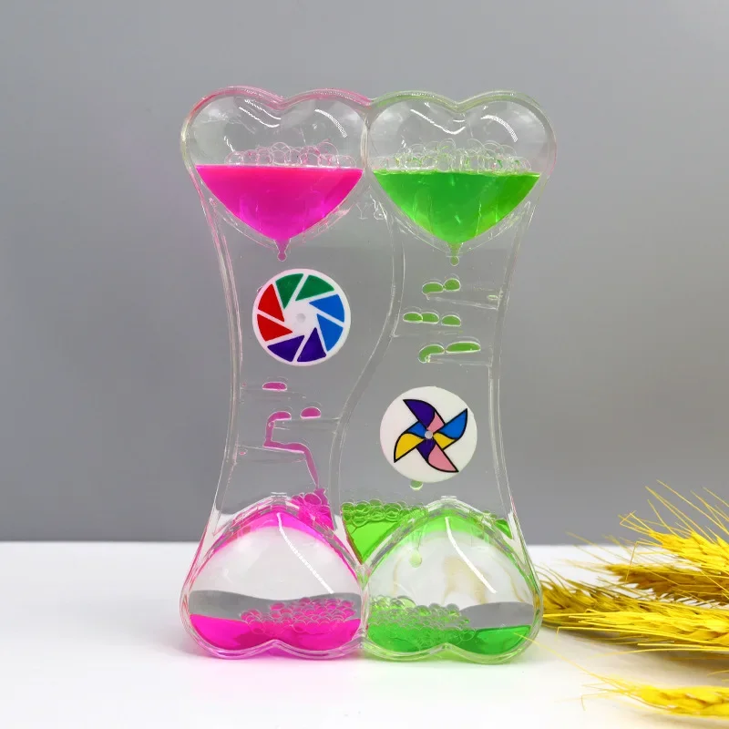 Liquid Oil Leakage Drops Peach Heart Acrylic Plastic Decoration Crafts Hourglass Student Gifts Children\'s Toy Festival