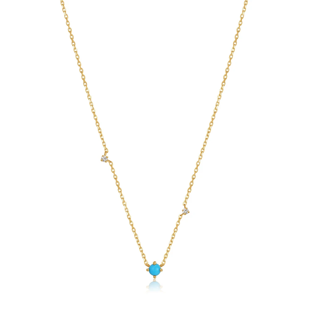 ROXI 925 Sterling Silver Chain Clavicle Necklaces Micro Inlaid Turquoise Zircon Stackable Wedding Engagement Necklace For Women