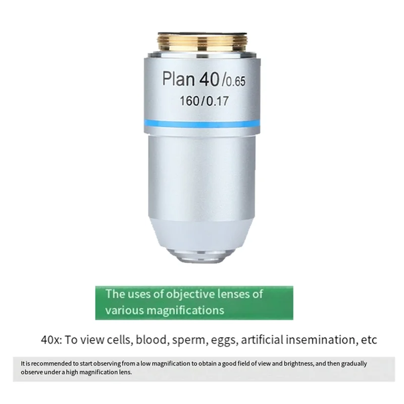 A84E-Plan Achromatic Objective Lens 40X With RMS Thread 160/0.17, 195Mm For Biological Microscope 195