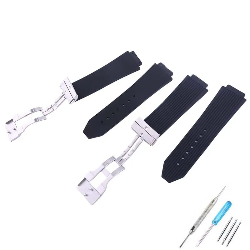 حزام ساعة سيليكون للرجال متوافق مع Hublot Classic Fusion Universe حزام كبير 26 مللي متر × 19 مللي متر سوار معصم مطاطي للنساء