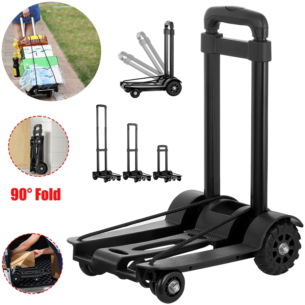Tragbarer zusammenklappbarer Trolley, belastbar 40 kg, zusammenklappbarer Handwagen, Haushaltsanhänger, Einkaufswagen, Trolley, verstellbarer Handwagen