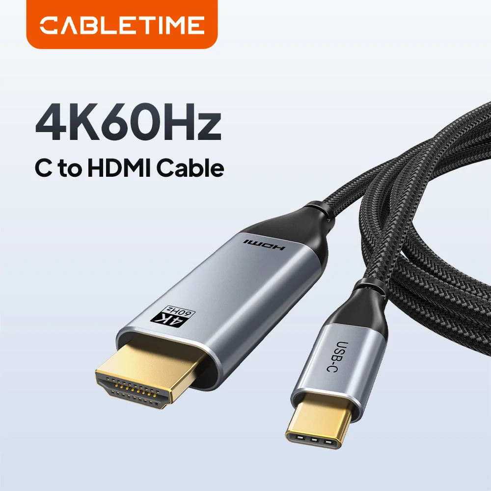 

CABLETIME 4K 60Hz USB C to HDMI Thunderbolt 3 Type C HDMI Cable for Samsung Huawei macbook pro Air iphone 17 16 C to Hdmi