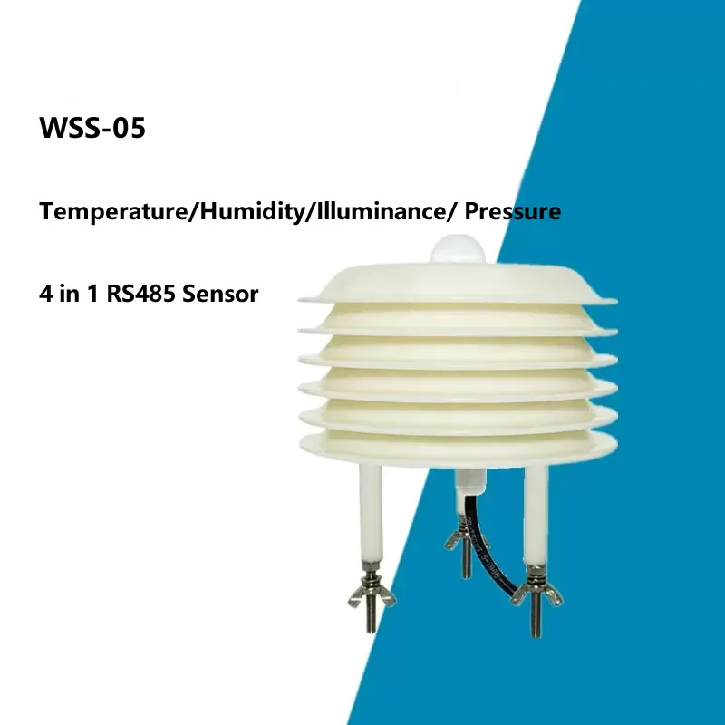 

WSS-05 Temperature/Humidity/Illuminance/ Pressure 4 in 1 RS485 Sensor Weather Station Solution