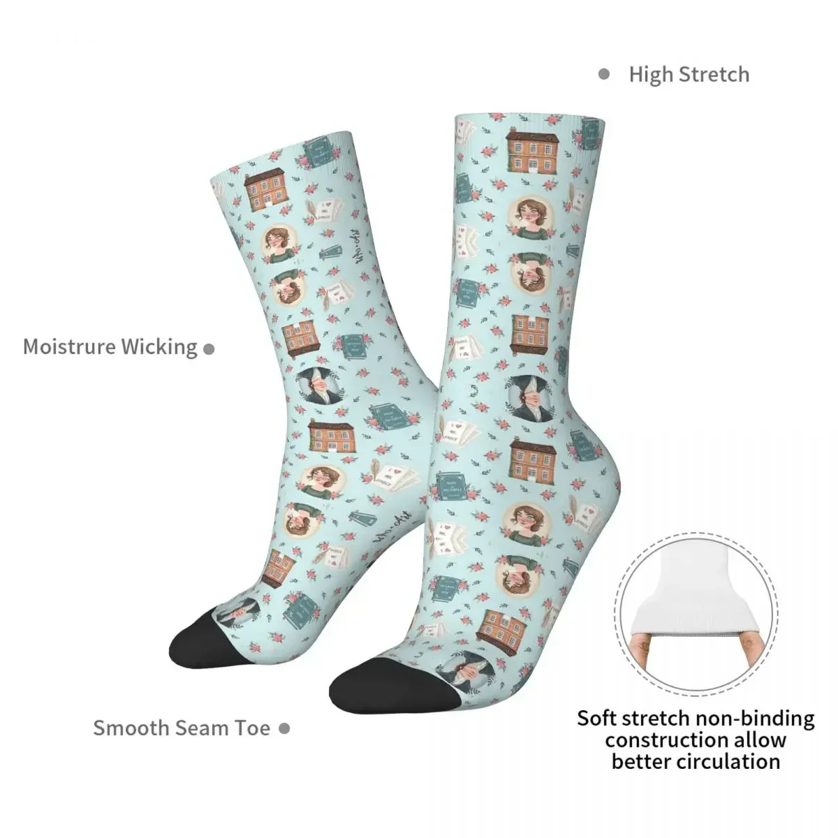 Pride And Prejudice - Jane Austen Inspiration Socks Stockings All Season Long Socks Accessories for Man's Woman's Gifts