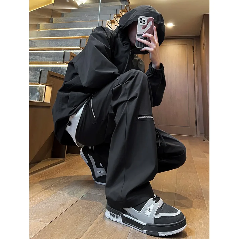 Autumn New Fashionable and Elegant Assault Pants Men's Design Sense Long Pants Pleated Pile Sports Work Pants