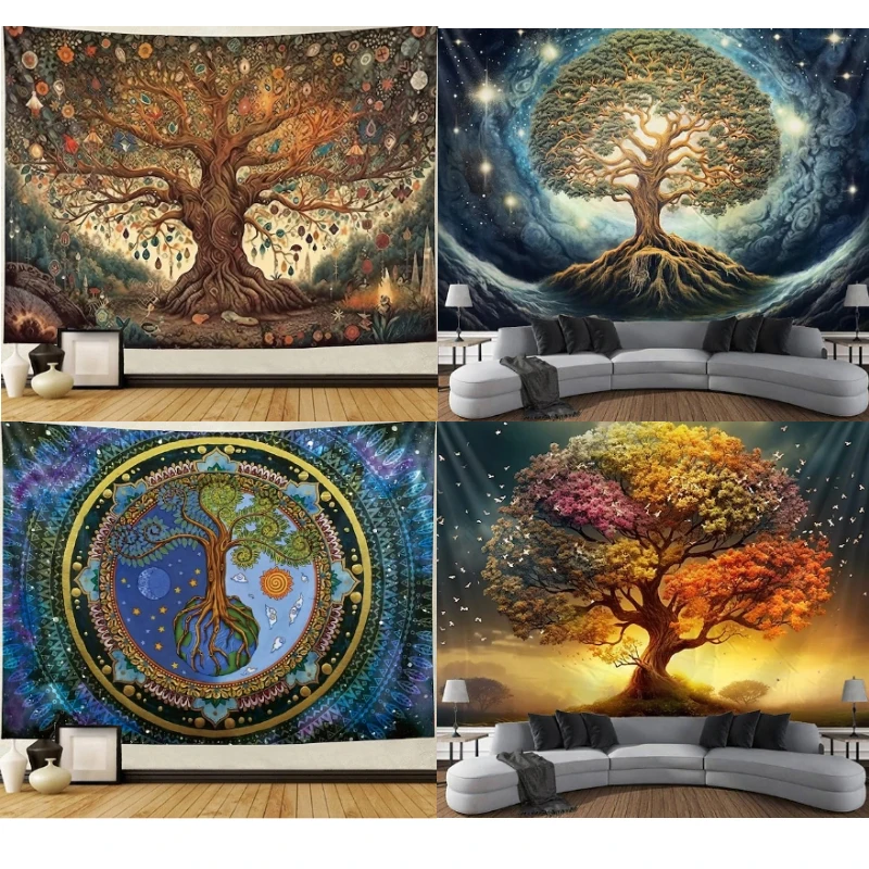 Tree of Life Tapestry Sun Moon Wall Art Tapestry Decoration Photography Background Blanket Curtain Bedroom Living Room Decoratio