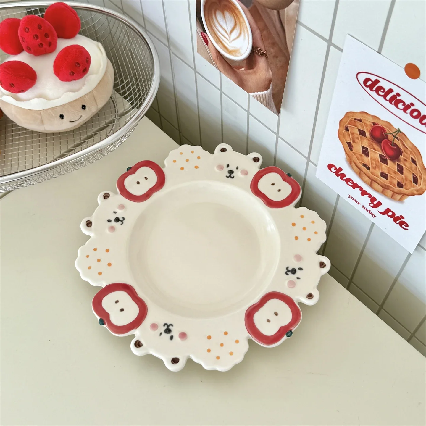 creative-cartoon-8inches-ceramic-plate-safe-underglaze-round-dessert-cake-dishes-household-porcelain-serving-tableware