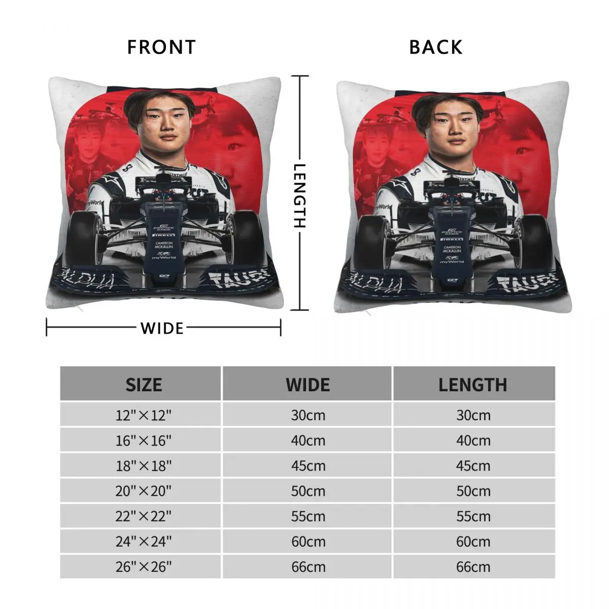 Yuki Tsunoda Racing Driver Pillowcase Polyester Linen Velvet Pattern Zip Decorative Pillow Case Home Cushion Cover