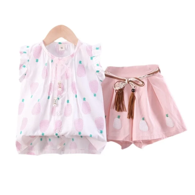 

New Summer Baby Girls Clothes Suit Children Cute Casual Vest Shorts 2Pcs/Sets Kids Outfits Toddler Costume Infant Tracksuits